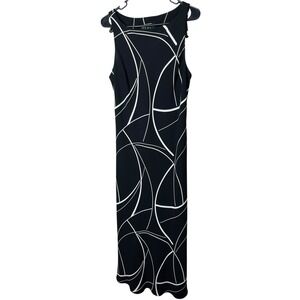 SL Fashions Women's Dress Size 18 Black White Abstract Sleeveless‎ Maxi